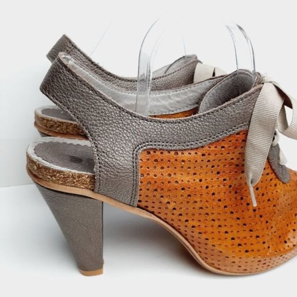 DKODE Peep-Toe Lace-up Perforated Leather High Heels Sz 10 | Eur 41 - Picture 4 of 14